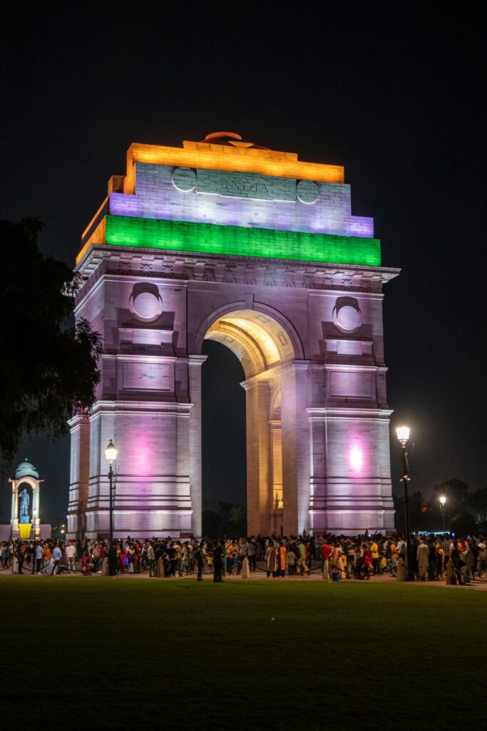 India Gate, a majestic war memorial in New Delhi, India.