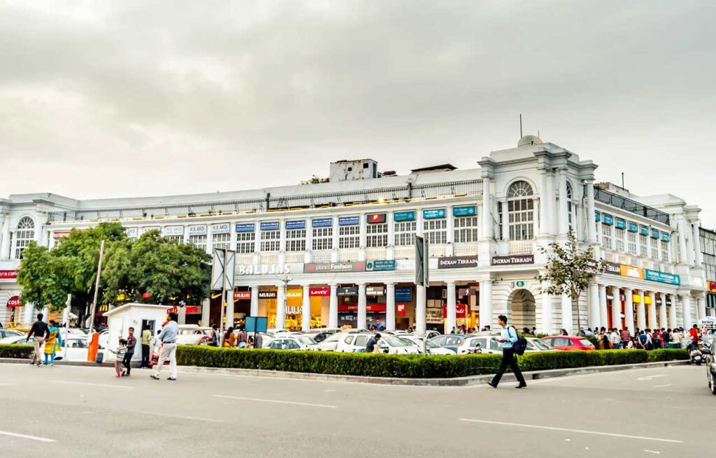 Connaught Place, a circular shopping complex in New Delhi, India